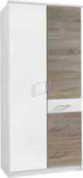 Drehtürenschrank in Weiß, Eichefarben