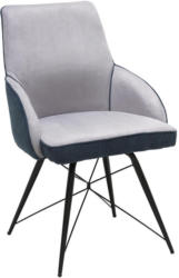 Stuhl in Metall, Textil Hellgrau, Dunkelgrau