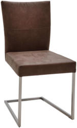 Schwingstuhl in Metall, Textil Braun, Edelstahlfarben
