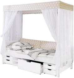 Himmelbett in Weiß, Beige