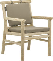 Gartensessel In Holz, Textil Naturfarben, Taupe, Teakfarben