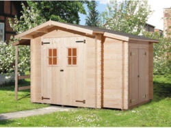 Weka Holz-Gartenhaus Bologna Natur B x T: 340 cm x 200 cm davon 140 cm Anbaudach