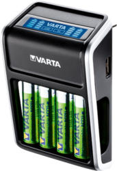 Ladegerät LCD Plug Charger für AA/AAA/9V und USB-Geräte (inkl. 4x AA 2100 mAh), schwarz