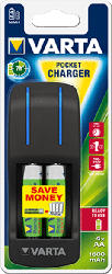 Ladegerät Pocket Charger inkl. 4x AA 2100 mAh + 2x AAA 800 mAh