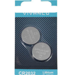 Lithium Knopfzelle, CR2032, 3V, 210 mAh, 2 Stück