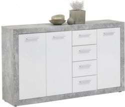 Kommode Beton-Optik/weiß glänzend ca. 152 x 90 x 37 cm
