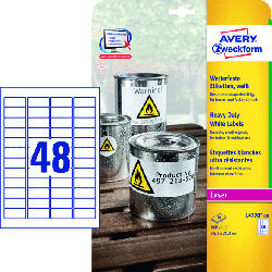 Wetterfeste Folien-Etiketten, 45.7 x 21.2 mm, 20 Bogen/960 Etiketten, weiß (L4778-20)