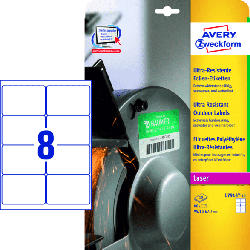Ultra-Resistente Folien-Etiketten,99,1 x 67,7 mm,10 Bogen/80 Etiketten,weiß(L7914-10)