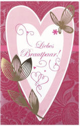 Billet Hochzeit - Liebes Brautpaar!, rot/rosa/gold