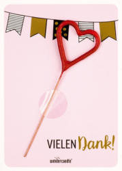 Mini-Geschenkkarte mit Wunderkerze - Herz: Vielen Dank, rosa/rot