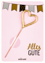LIBRO Mini-Geschenkkarte mit Wunderkerze - Herz: Alles Gute, rosa/gold