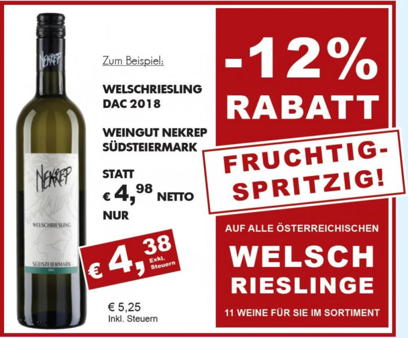 -12% auf alle Welschrieslinge aus Österreich
