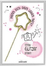 LIBRO Mini-Geschenkkarte mit Wunderkerze - Stern: Streu Glitzer drauf, rosa/gold