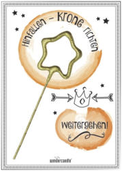 Mini-Geschenkkarte mit Wunderkerze - Stern: Krone richten, orange/gold