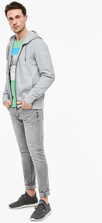 Sweatjacke mit Flammgarn-Struktur