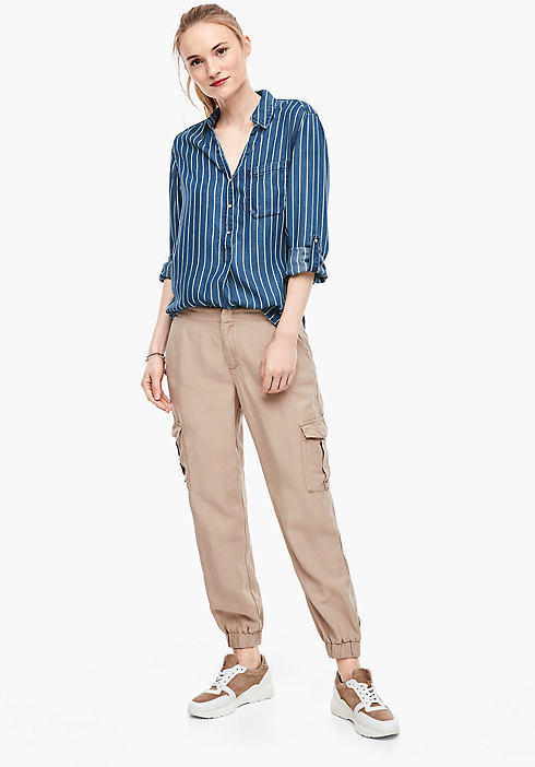 Lyocell-Bluse mit Streifenmuster