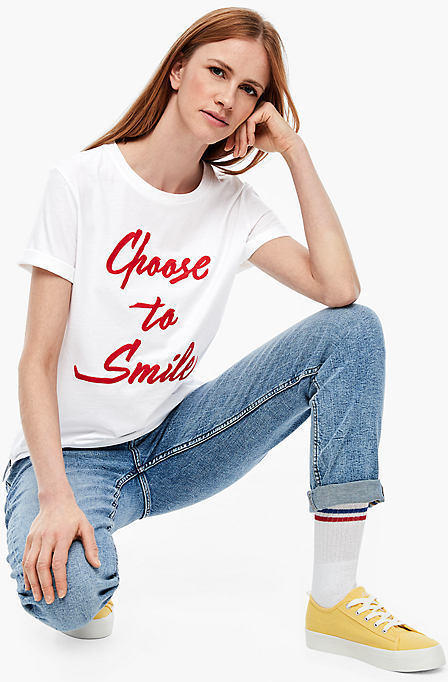 T-Shirt mit Statement-Stickerei