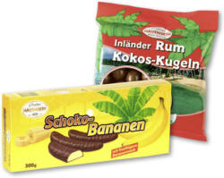 Hauswirth Schokobananen*, Inländer Rum od. Kokos-Kugeln*