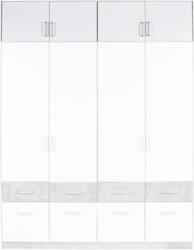 Aufsatzschrank AAlen Extra B:181cm Weiß/ Grey Stone Dekor