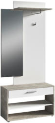 Garderobe Janus B: ca. 85 cm Grau/ Weiß