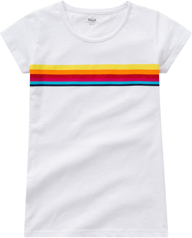 Mädchen T-Shirt mit buntem Streifen-Print (Nur online)
