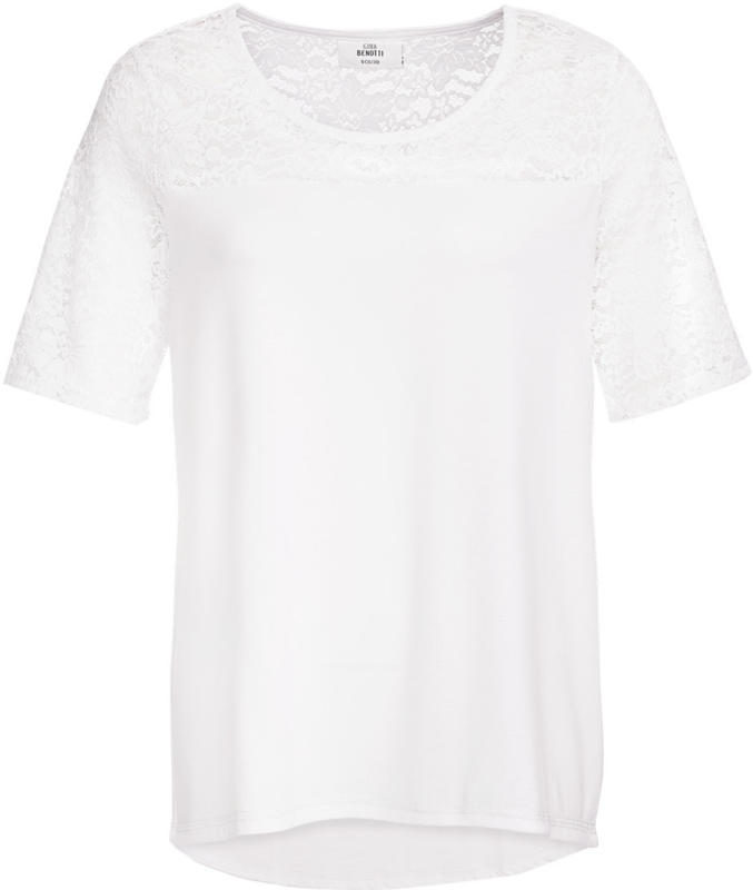 Damen T-Shirt mit floralem Spitzeneinsatz (Nur online)