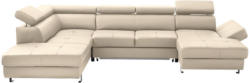 Wohnlandschaft In Textil, Leder Creme