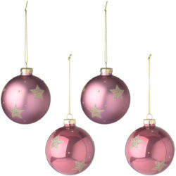 4 Baumkugeln mit Glitzersternen