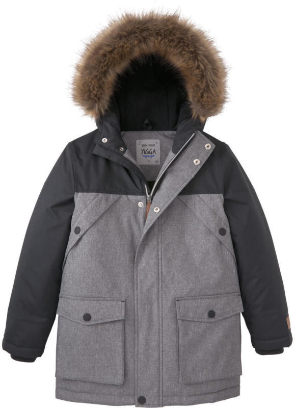 Jungen Parka mit Fellimitat an der Kapuze