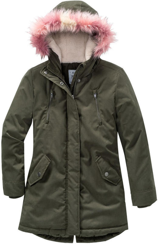 Mädchen Parka mit Fellimitat an der Kapuze