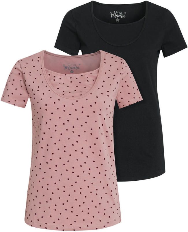 2 Damen Umstands-T-Shirts mit Stillfunktion