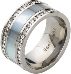 Damen Edelstahl-Ring mit Ziersteinen
