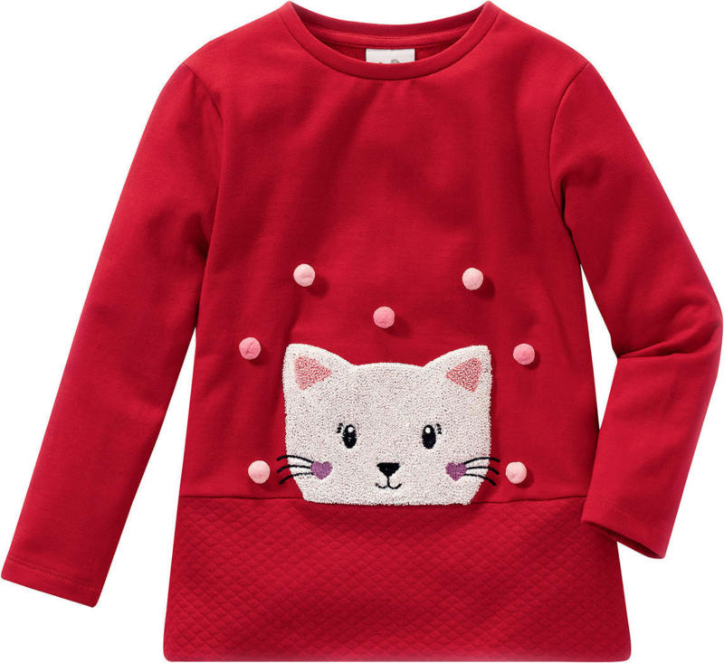 Mädchen Sweatshirt mit Katzen-Applikation