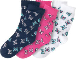 3 Paar Mädchen Socken mit Schmetterling-Motiv