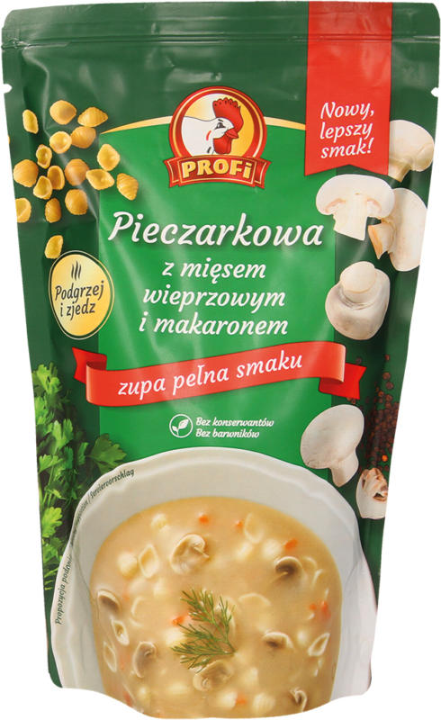 Champignonsuppe mit Schweinefleisch