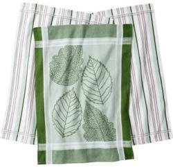 Jacquard-Geschirrtuch mit Blattmotiven, 50x70cm, 3er Pack