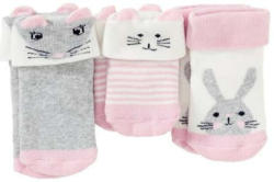 Baby-Mädchen-Frottiersocken mit Tiergesichtern, 3er Pack