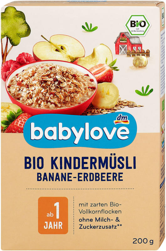 babylove Bio Kindermüsli Banane-Erdbeere