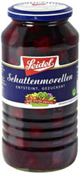 Seidel Schattenmorellen ohne Stein oder Stachelbeeren und weitere Sorten, jedes 720-ml-Glas/350/390 g Abtropfgewicht
