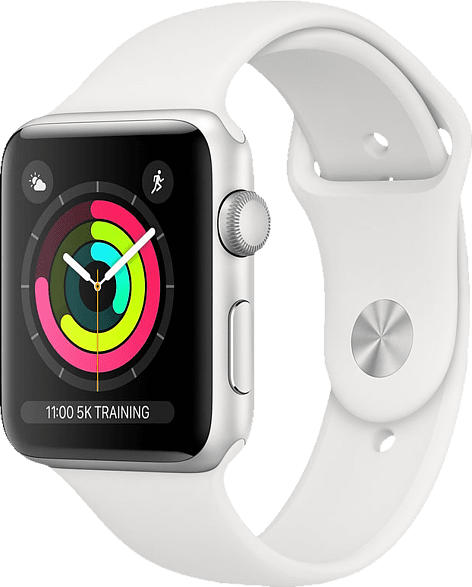 Watch Series 3 GPS Silber, 42 mm Aluminiumgehäuse mit Sportarmband Weiß