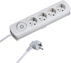 Komfort 4-fach Steckdosenleiste mit Schalter, 4m, weiß