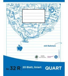 PAGRO Heft Quart 20 Blatt liniert mit Rahmen