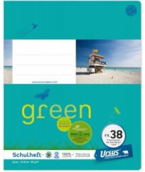 URSUS GREEN Schulheft quart FX38 mit Korrekturrand 20 Blatt kariert