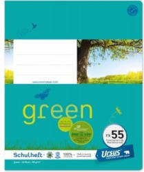 URSUS GREEN Schulheft quart FX55 mit Korrekturrand 40 Blatt kariert