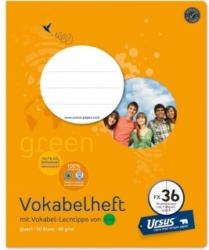 URSUS GREEN Vokabelheft quart FX36 mit Mittelstrich 20 Blatt liniert