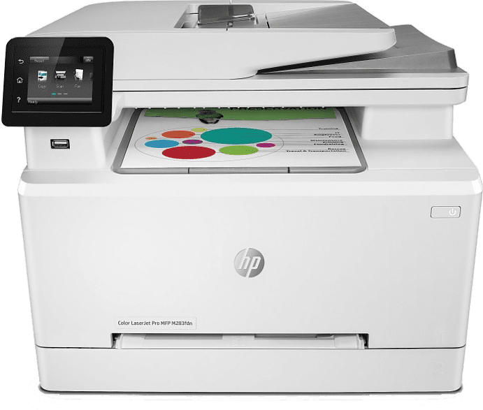 Multifunktionsdrucker Color LaserJet Pro MFP M283fdn, Farblaser, weiß (7KW74A))