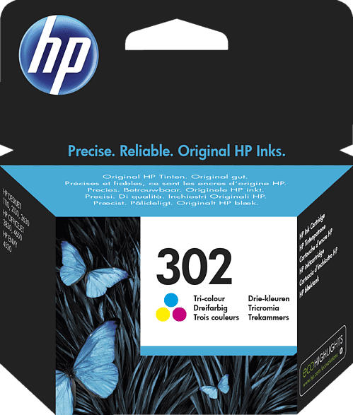 HP 302 Tintenpatrone Cyan/Magenta/Gelb (F6U65AE)