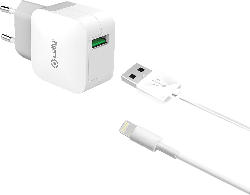 Reiselader 2,4A und Lightning Kabel für USB A-Buchse für Apple Lightning, weiß