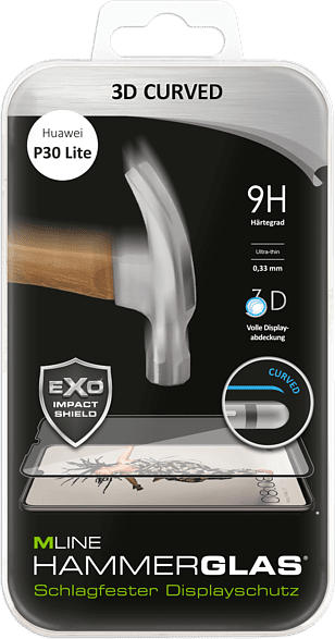 Displayschutzglas inkl. Cover Protection Set 3D Curved für Huawei P30 Lite, transparent/schwarz