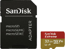 SanDisk 173417 microSDHC Extreme 32GB (A1/ V30/ U3/ UHS-I/ Cl.10/ R100/ W60)+Ad. "Act.Cam"; Speicherkarte